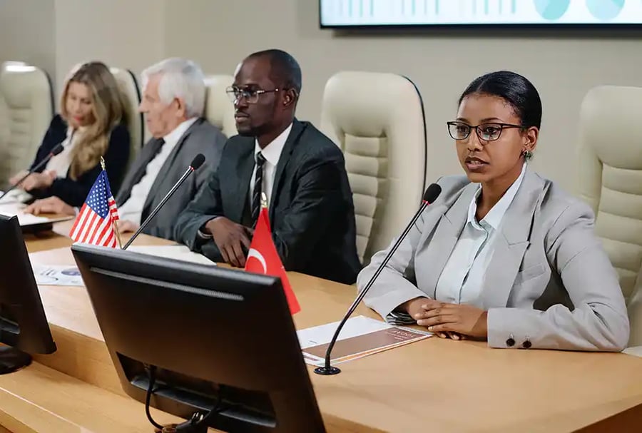 Government officials reading live captions