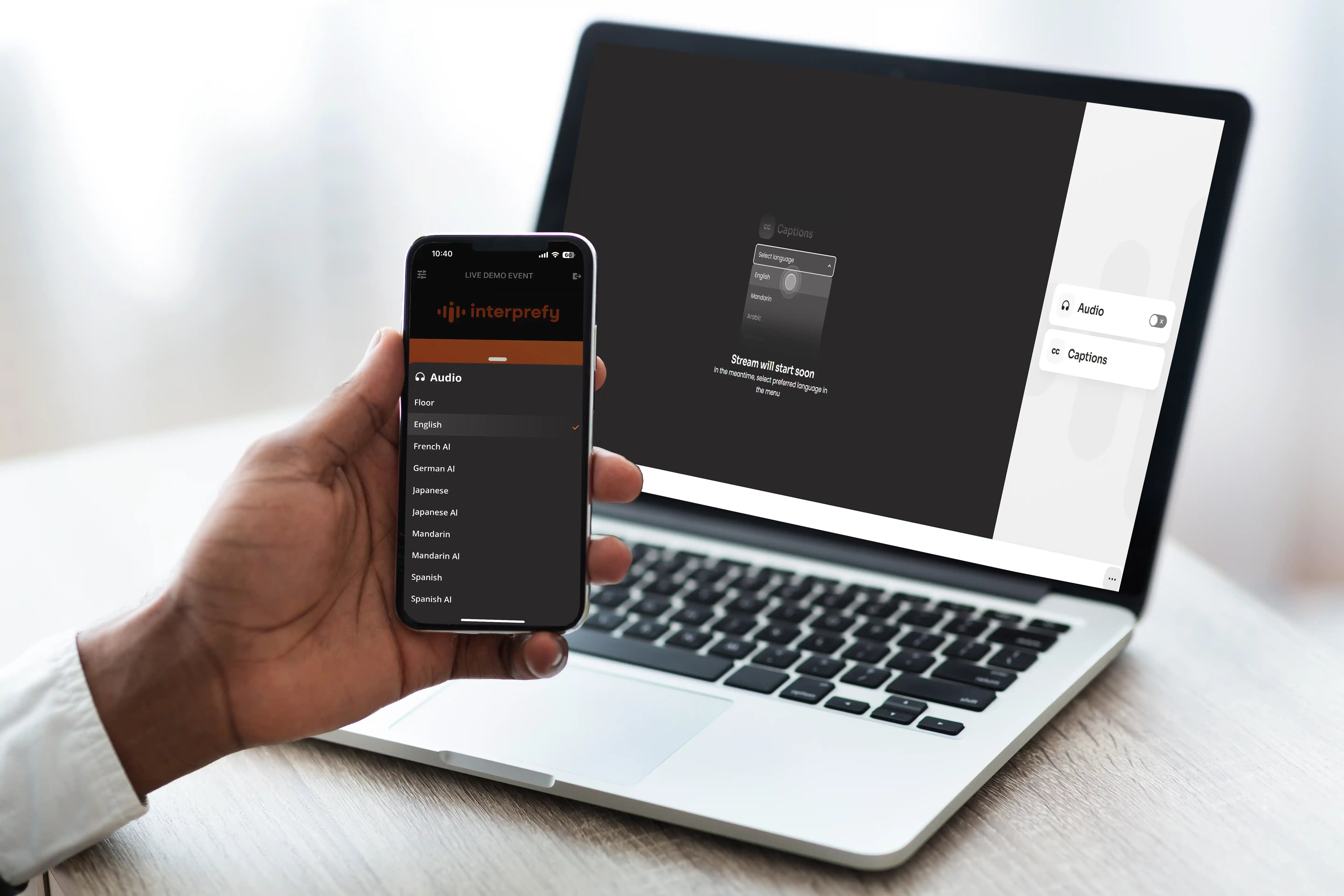 Interprefy Access Modes-Mobile phone and laptop
